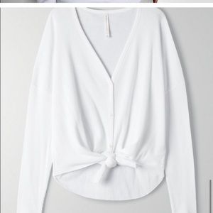 Aritzia Babaton Taurus Tie Shirt / Cardigan - White - XS